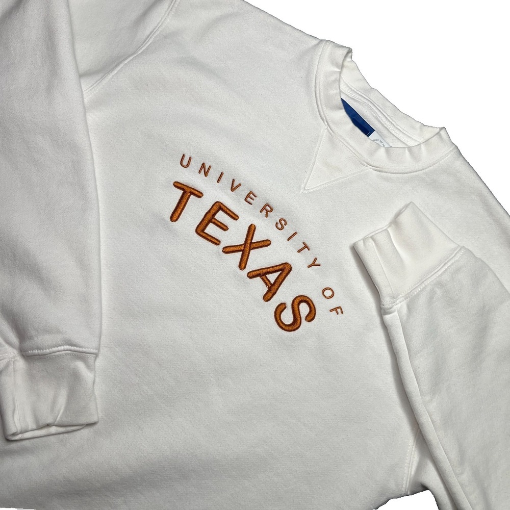 Vintage University of Texas Longhorns Sweatshirt Adult Small White NCAA Crewneck